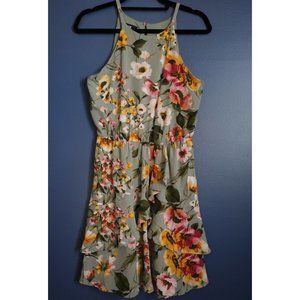 Iz Byer Sage Green Floral Strappy Dress